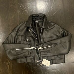 Zara Cropped Faux Leather Jacket